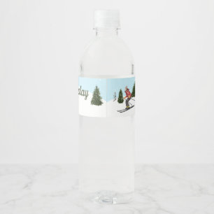 Etiqueta Para Botella De Agua Fiesta de cumpleaños de esquí de invierno para muj