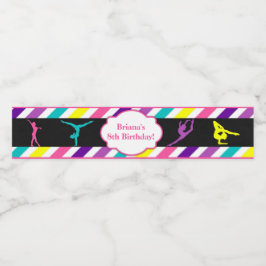 Etiqueta Para Botella De Agua Fiesta de cumpleaños de gimnasia