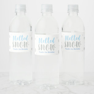 Etiqueta Para Botella De Agua Fiesta de cumpleaños de invierno Silver & Blue Win