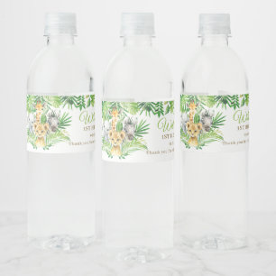 Etiqueta Para Botella De Agua Fiesta de cumpleaños de león sobre el Safari Anima