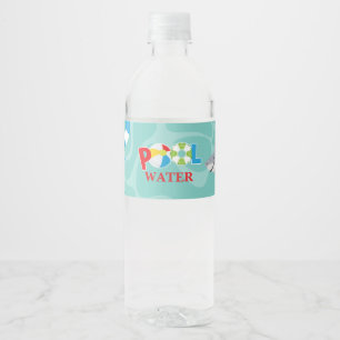 Etiqueta Para Botella De Agua Fiesta de Cumpleaños de Niño con Flotador de Tibur