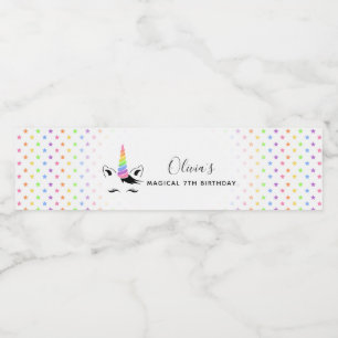 Etiqueta Para Botella De Agua Fiesta de cumpleaños de Pastel Unicornio
