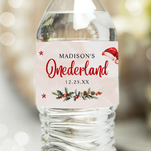Etiqueta Para Botella De Agua Fiesta de cumpleaños de Santa Hat navidades