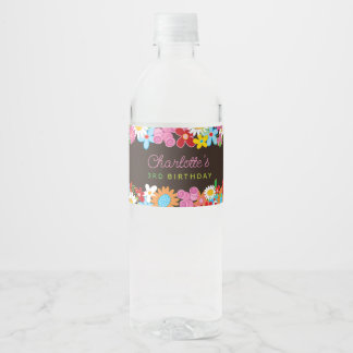 Etiqueta Para Botella De Agua Fiesta de Cumpleaños del Caprichoso Jardín de Flor