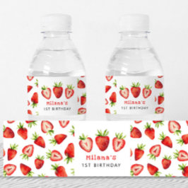 Etiqueta Para Botella De Agua Fiesta de cumpleaños del Chica de fresas