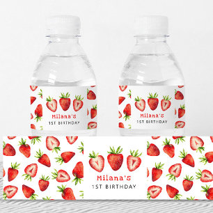 Etiqueta Para Botella De Agua Fiesta de cumpleaños del Chica de fresas