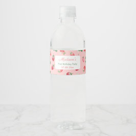 Etiqueta Para Botella De Agua Fiesta de cumpleaños del Chica rosa de fresa de co