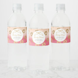 Etiqueta Para Botella De Agua Fiesta de cumpleaños del leopardo rosa y de oro