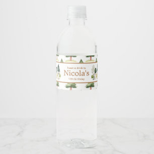 Etiqueta Para Botella De Agua Fiesta de cumpleaños del lobo de Woodland