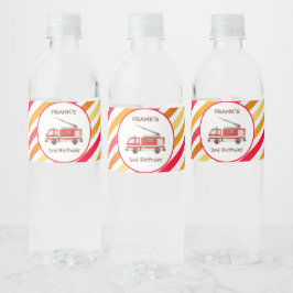 Etiqueta Para Botella De Agua Fiesta de cumpleaños del motor de bomberos