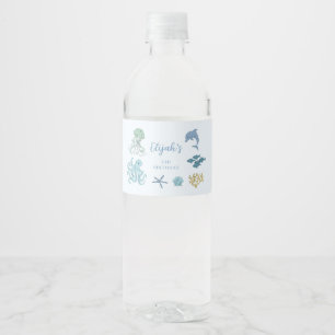 Etiqueta Para Botella De Agua Fiesta de cumpleaños del niño bajo el mar