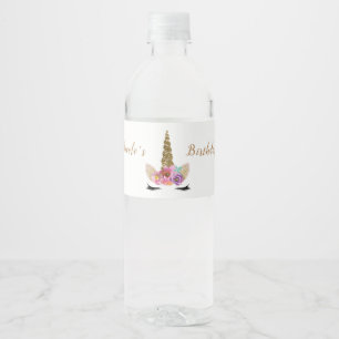 Etiqueta Para Botella De Agua Fiesta de cumpleaños del Personalizado floral Purp