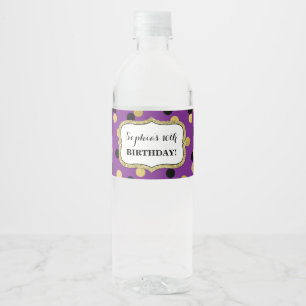Etiqueta Para Botella De Agua Fiesta de cumpleaños del Personalizado Purple Blac
