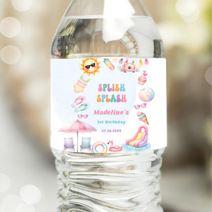 Etiqueta Para Botella De Agua Fiesta de cumpleaños Editable Summer Splish Splash