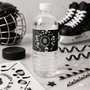 Etiqueta Para Botella De Agua Fiesta de cumpleaños infantil temática de hockey e