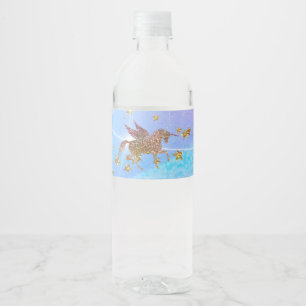 Etiqueta Para Botella De Agua Fiesta de Cumpleaños Mágica del Unicornio Volador 