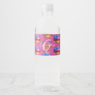Etiqueta Para Botella De Agua Fiesta de cumpleaños número 6 Bola de discoteca co