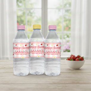Etiqueta Para Botella De Agua Fiesta de cumpleaños número uno Berry Sweet Strawb