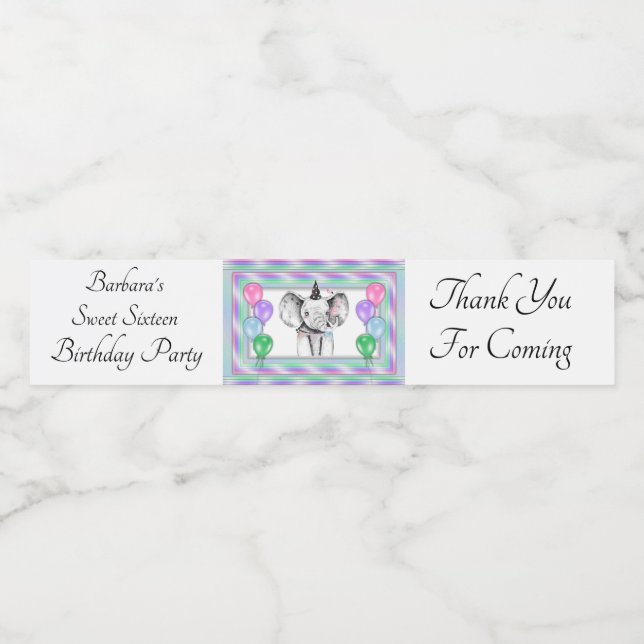 Etiqueta Para Botella De Agua Fiesta de cumpleaños personalizada (Etiqueta única)