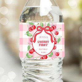 Etiqueta Para Botella De Agua Fiesta de Cumpleaños Primera Comunión Coquette Roj