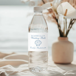Etiqueta Para Botella De Agua Fiesta de Despedida Seashells and Wedding Bells