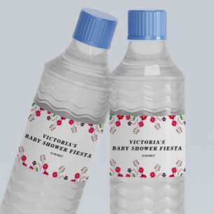 Etiqueta Para Botella De Agua Fiesta de Flores Mexicanas para Baby Shower