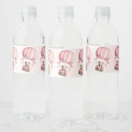 Etiqueta Para Botella De Agua Fiesta de globo de aire caliente de Teddy Teddy Be