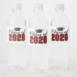 Etiqueta Para Botella De Agua Fiesta de graduación de la clase de 2026 de color 