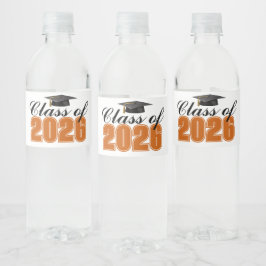 Etiqueta Para Botella De Agua Fiesta de Graduación de la Clase de 2026 de Orange