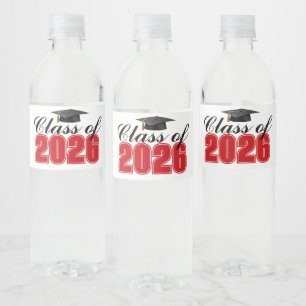 Etiqueta Para Botella De Agua Fiesta de Graduación de la Clase Roja de 2026