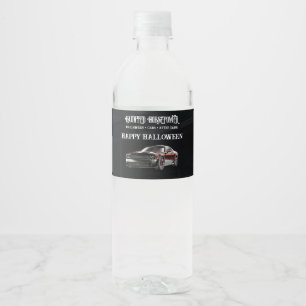 Etiqueta Para Botella De Agua Fiesta de Halloween de Muscle Car Americano Espelu