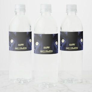Etiqueta Para Botella De Agua Fiesta de Halloween Espíritu negro gato noche oscu