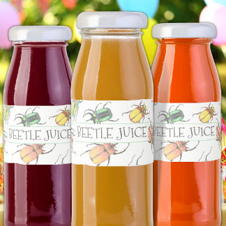 Etiqueta Para Botella De Agua Fiesta de jugo de escarabajo de los bugs de amor