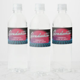 Etiqueta Para Botella De Agua Fiesta de la banda de onda nueva Synthwave de Guay