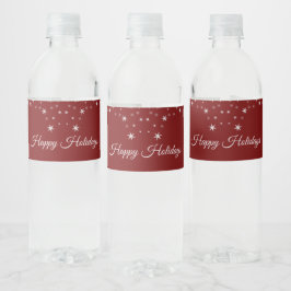 Etiqueta Para Botella De Agua Fiesta de Navidad Adornos Blancos Estrellas Rojo E