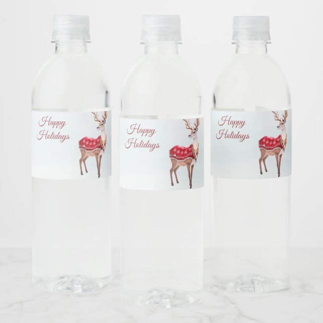 Etiqueta Para Botella De Agua Fiesta de renos (Botellas)