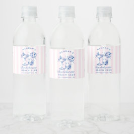 Etiqueta Para Botella De Agua Fiesta de Soltera Retro Disco Cóctel Azul y Rosa