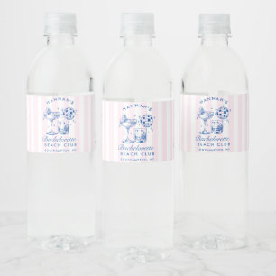 Etiqueta Para Botella De Agua Fiesta de Soltera Retro Disco Cóctel Azul y Rosa