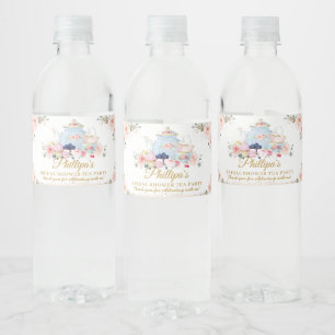 Etiqueta Para Botella De Agua  Fiesta de té floral Chic Blush Boda Baby Shower 