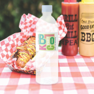 Etiqueta Para Botella De Agua Fiesta de Verano de Barrio Tipo Retro