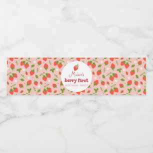Etiqueta Para Botella De Agua Fiesta del primer cumpleaños de Strawberry Berry