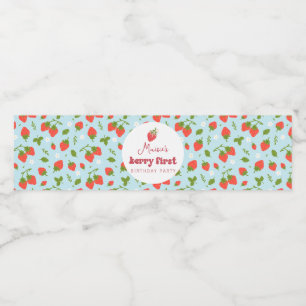 Etiqueta Para Botella De Agua Fiesta del primer cumpleaños de Strawberry Berry