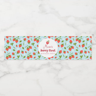 Etiqueta Para Botella De Agua Fiesta del primer cumpleaños de Strawberry Berry