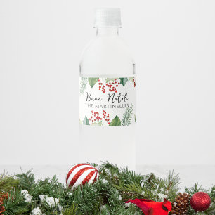 Etiqueta Para Botella De Agua Fiesta Italiana de Navidad Buon Natale