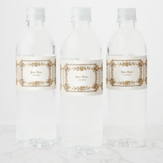 Etiqueta Para Botella De Agua Fiesta Ornate Rectangle Dimond Flowiny