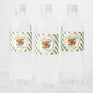 Etiqueta Para Botella De Agua Fiesta Picnic Verano Floral Geométrica