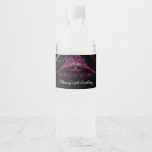 Etiqueta Para Botella De Agua Fiesta, rosa y púrpura de la mascarada