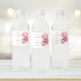 Etiqueta Para Botella De Agua Flamingo De Color Rosa Exótico Moderno Con Cita