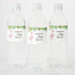 Etiqueta Para Botella De Agua Flamingo Rosado Tropical deja Baby Shower