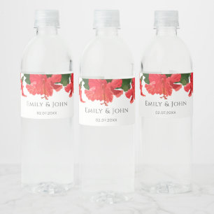 Etiqueta Para Botella De Agua Flor de Hibiscus Etiqueta de frasco de agua